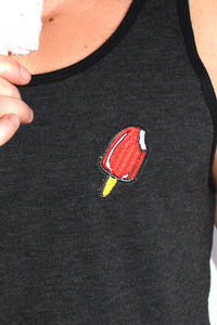 Popsicle Patch Crop Racerback Tank- Black