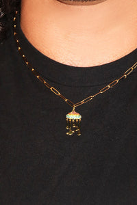 Thunderstorm Parachute Pride Rainbow Necklace - Gold