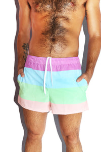 Sorbet Stripe All Over Active Shorts- Purple
