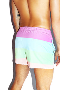 Sorbet Stripe All Over Active Shorts- Purple