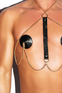 Play Room Round Pasties Harness-Black