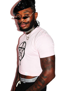Dripping Pentagram Crop Tee- Pink