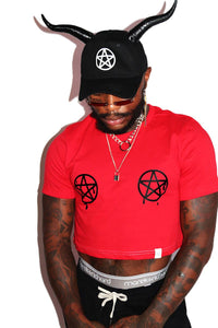 Pentagram Pasties Crop Tee- Red
