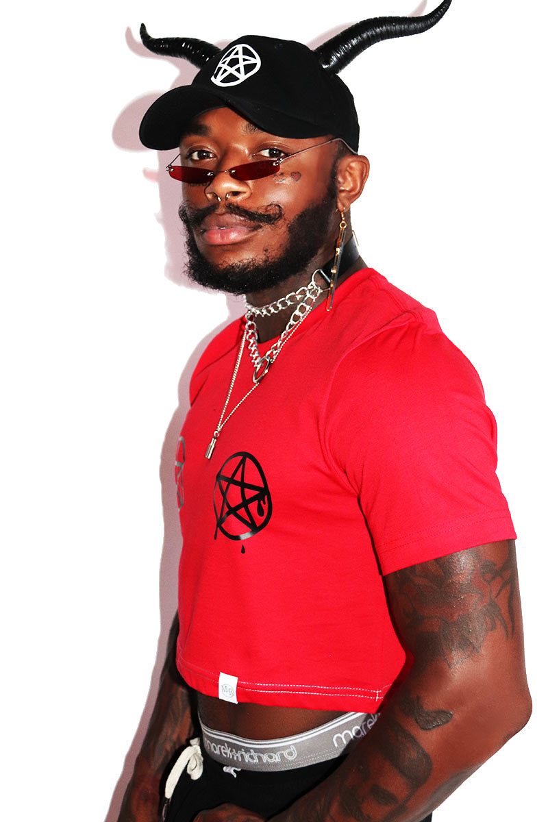 Pentagram Pasties Crop Tee- Red