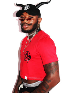 Pentagram Pasties Crop Tee- Red