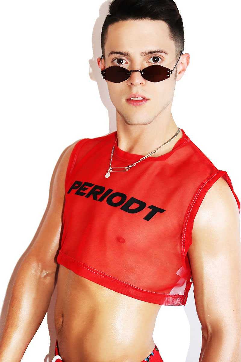 Periodt Mesh Extreme Crop Tank-Red