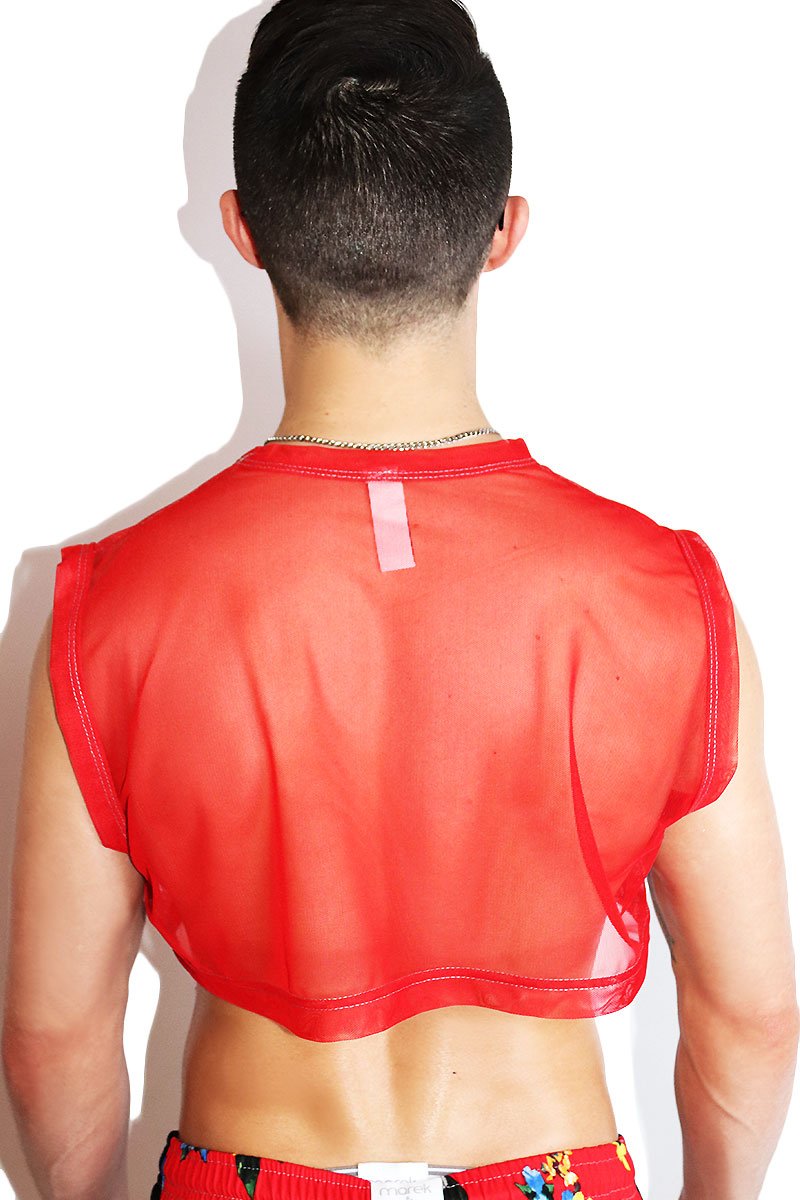 Periodt Mesh Extreme Crop Tank-Red