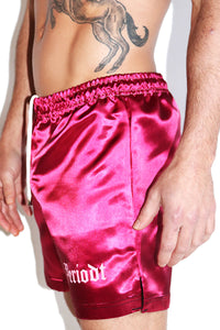 Periodt Satin Athletic Shorts-Pink