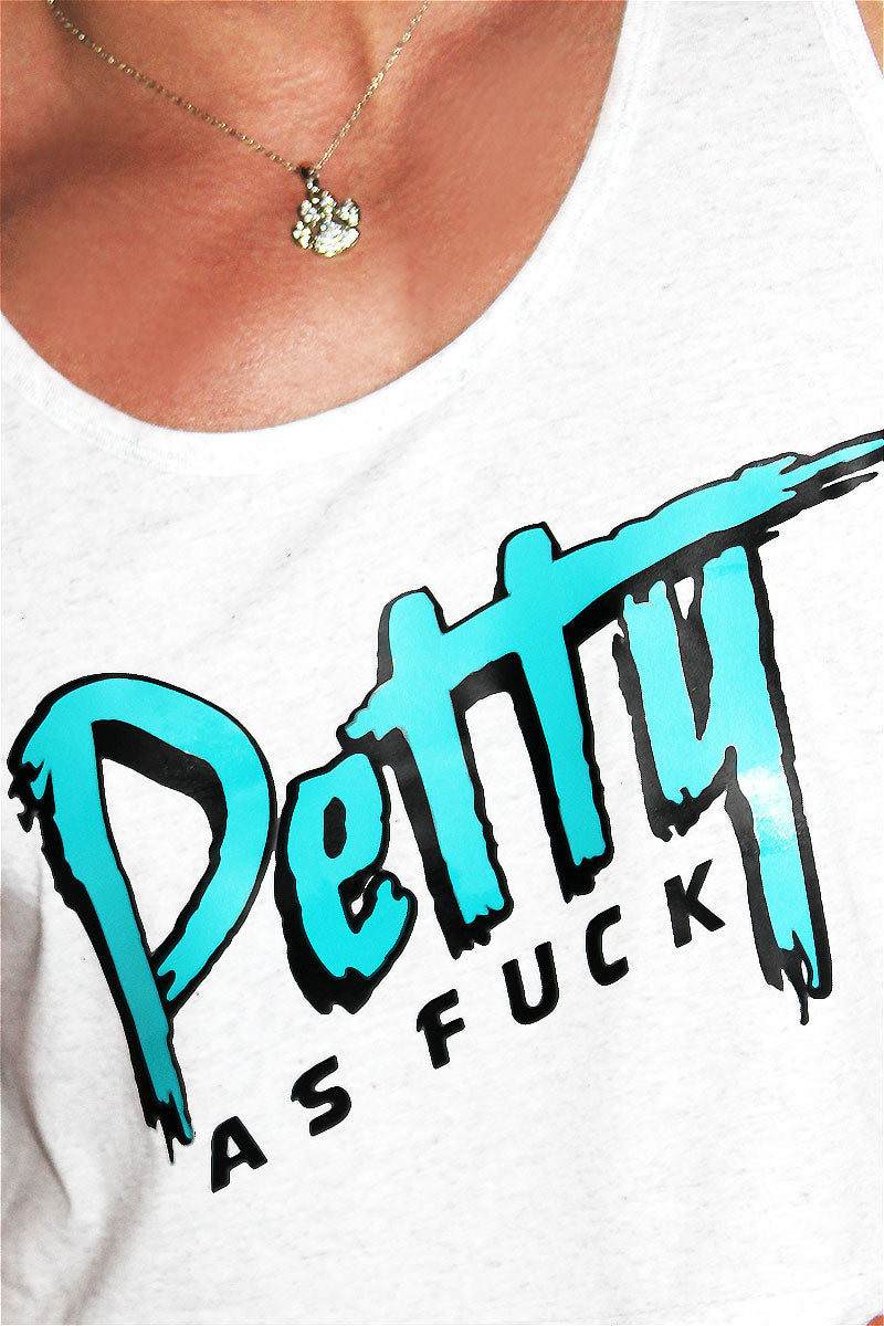 Petty AF Crop Racerback Tank-White Fleck