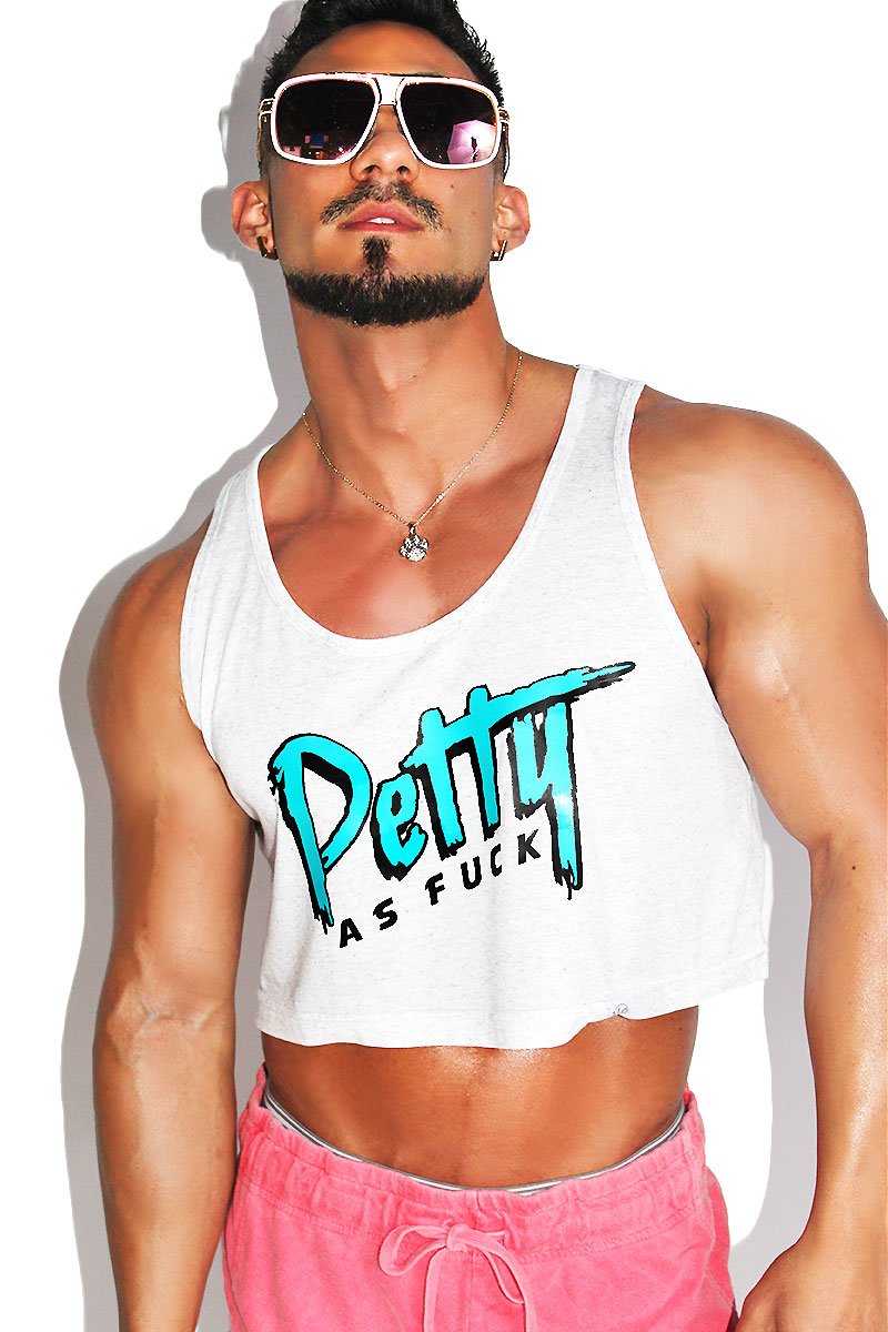 Petty AF Crop Racerback Tank-White Fleck