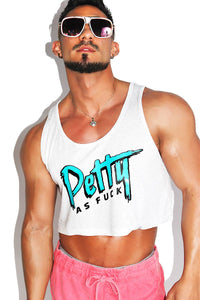 Petty AF Crop Racerback Tank-White Fleck