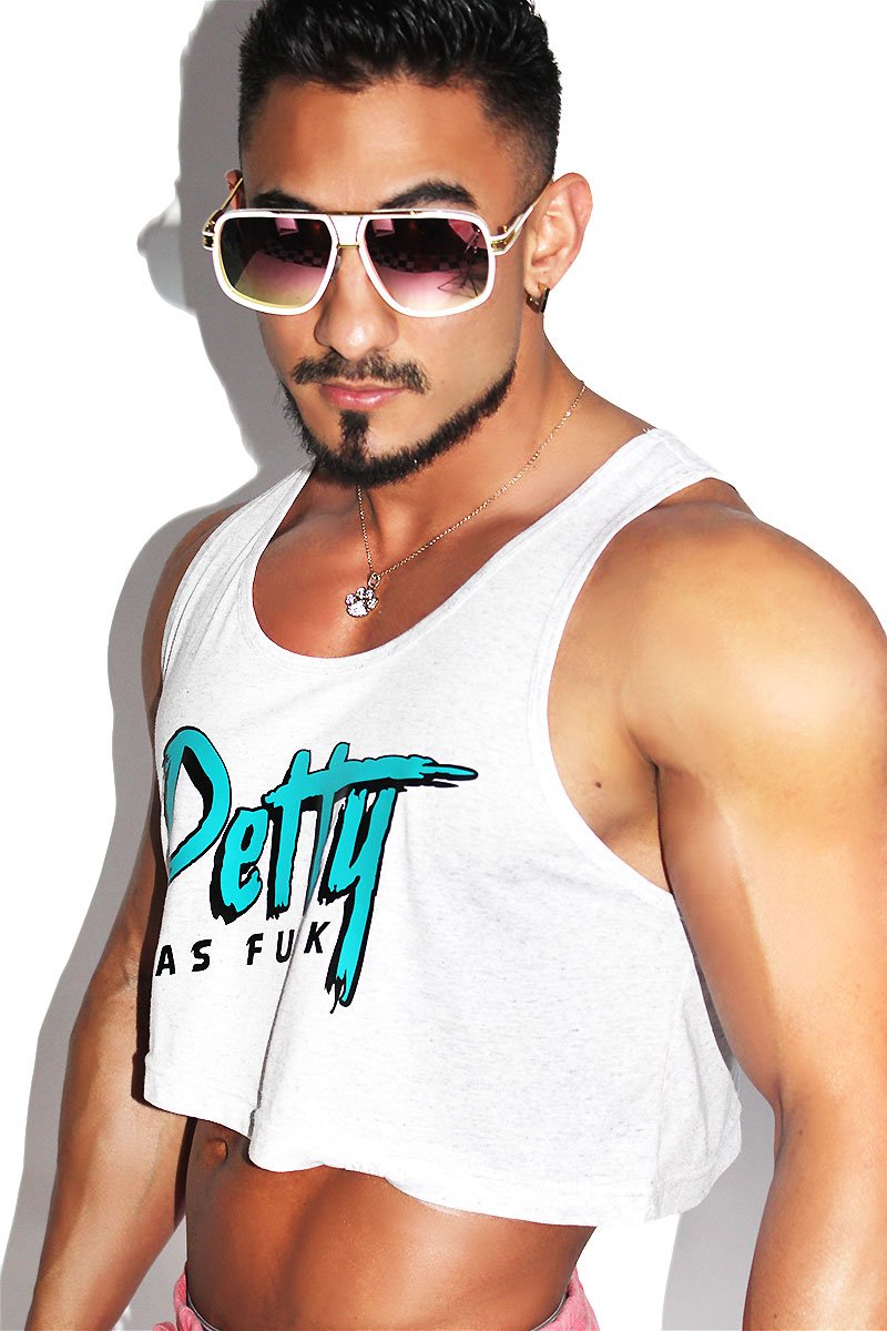 Petty AF Crop Racerback Tank-White Fleck