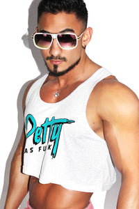 Petty AF Crop Racerback Tank-White Fleck