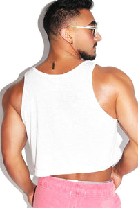 Petty AF Crop Racerback Tank-White Fleck