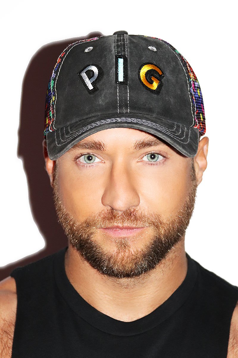 Pig Vintage Rainbow Cheetah Dad Hat - Black