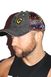 Pig Vintage Rainbow Cheetah Dad Hat - Black