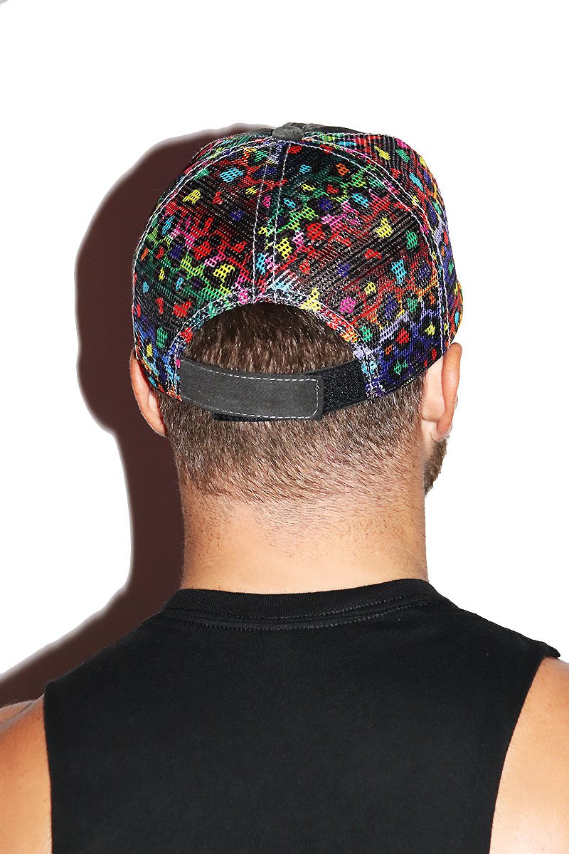 Pig Vintage Rainbow Cheetah Dad Hat - Black