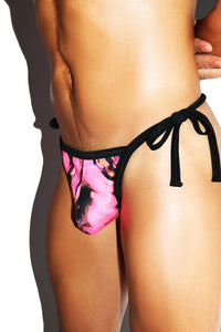 Acid Trip Tied Up String Thong-Pink