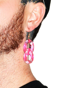 Acrylic Chain Single Earring - Pink
