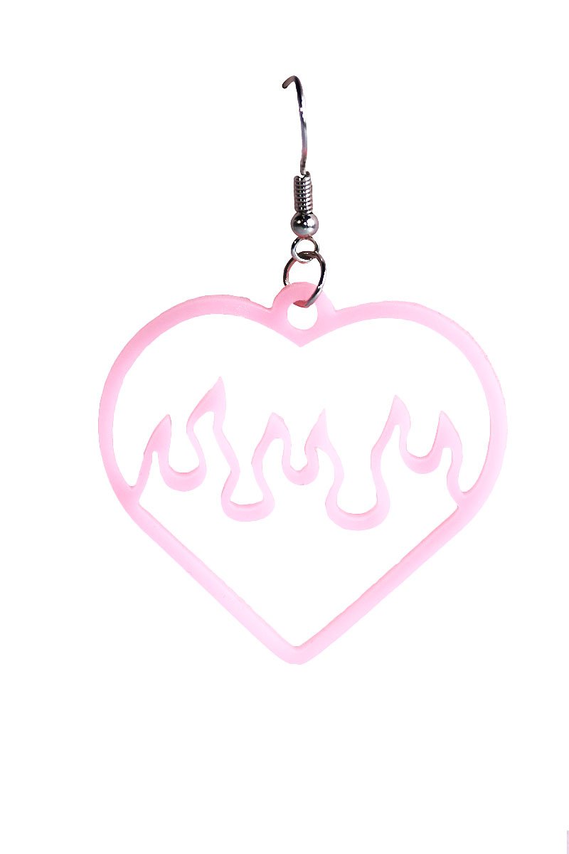 Open Flame Acrylic Single Earring- Pink