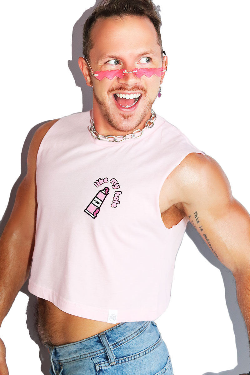 Pink Like My Hole Crop Tank- Pink