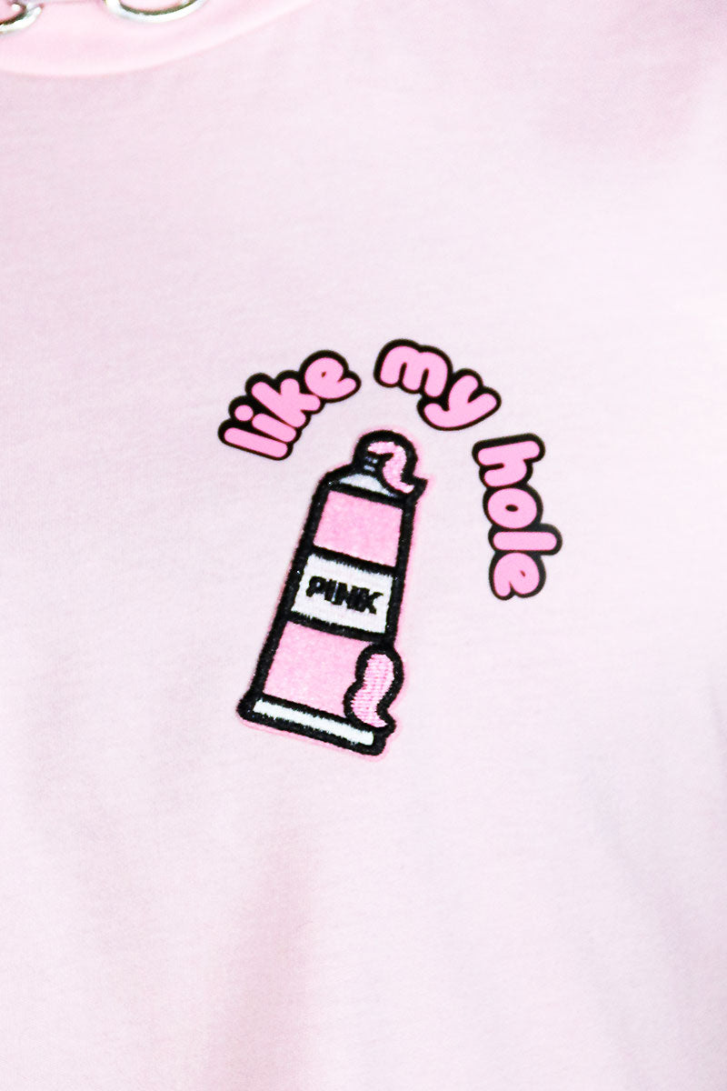 Pink Like My Hole Crop Tank- Pink