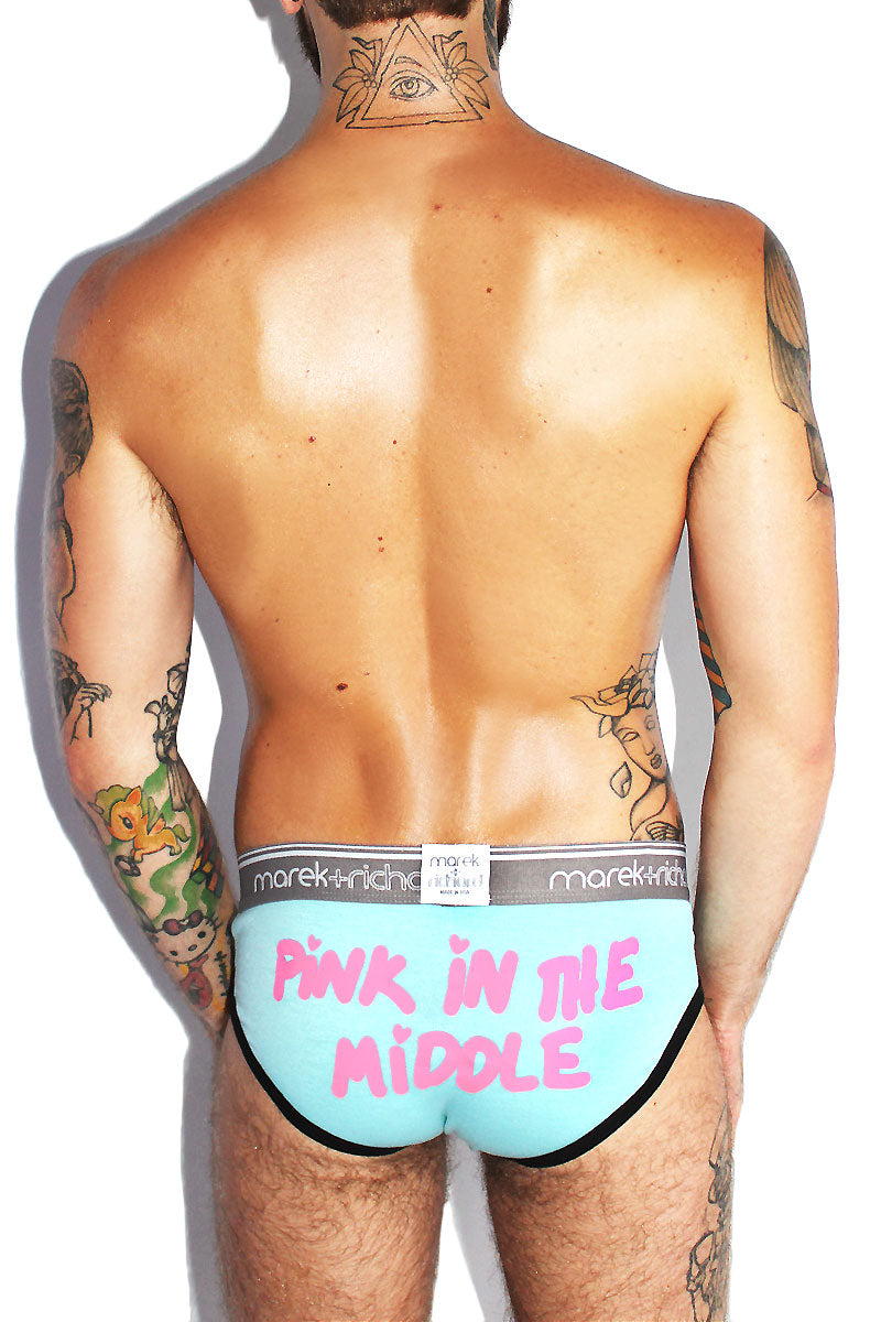 Pink In the Middle Brief-Sky Blue