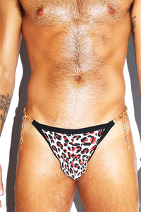 Exotic Animal Chain Thong- Red