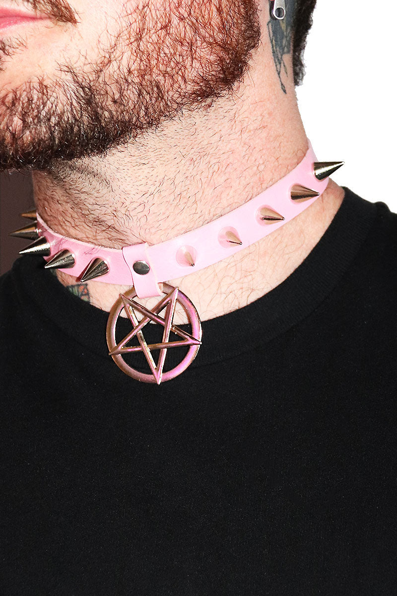 Pentagram Choker Necklace - Pink