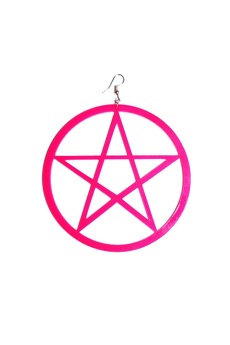 Pentagram Mega Single Earring- Pink