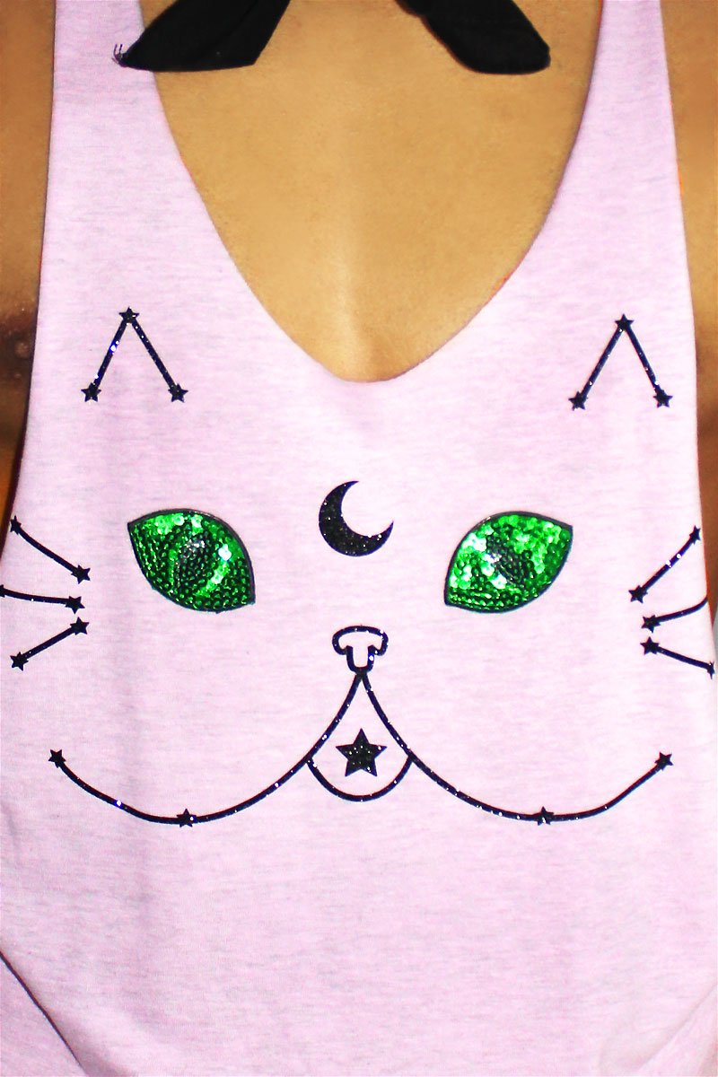Kitty Constellation String Tank-Lilac
