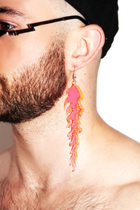Reign of Fire Single Earring- Pink