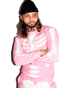 Skeleton All Over Print Sweatshirt- Pink