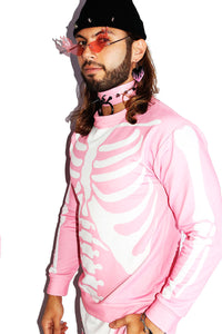 Skeleton All Over Print Sweatshirt- Pink