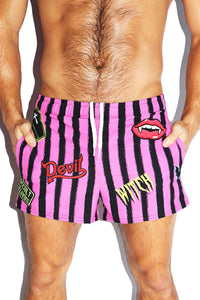 Mall Goth All Over Active Shorts- Pink