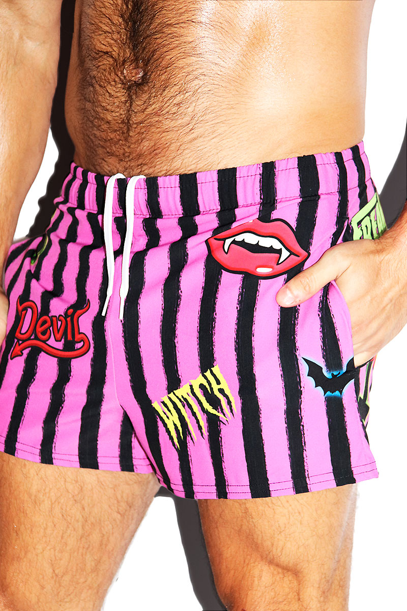 Mall Goth All Over Active Shorts- Pink