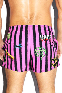 Mall Goth All Over Active Shorts- Pink