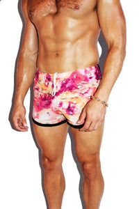 Pop Star Tye Dye Running Shorts- Pink