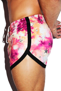 Pop Star Tye Dye Running Shorts- Pink