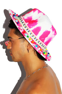 Festival Fringe Wide Brim Hat - Pink