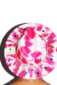 Festival Fringe Wide Brim Hat - Pink