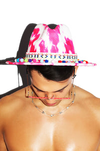 Festival Fringe Wide Brim Hat - Pink
