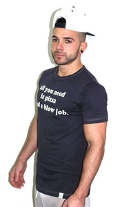 Pizza and a Blow Job Tee- Navy