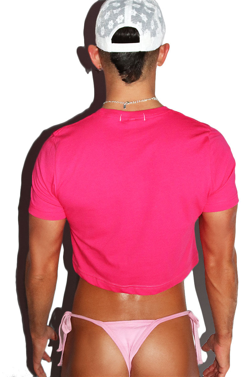 Plastic Crop Tee-Fuchsia