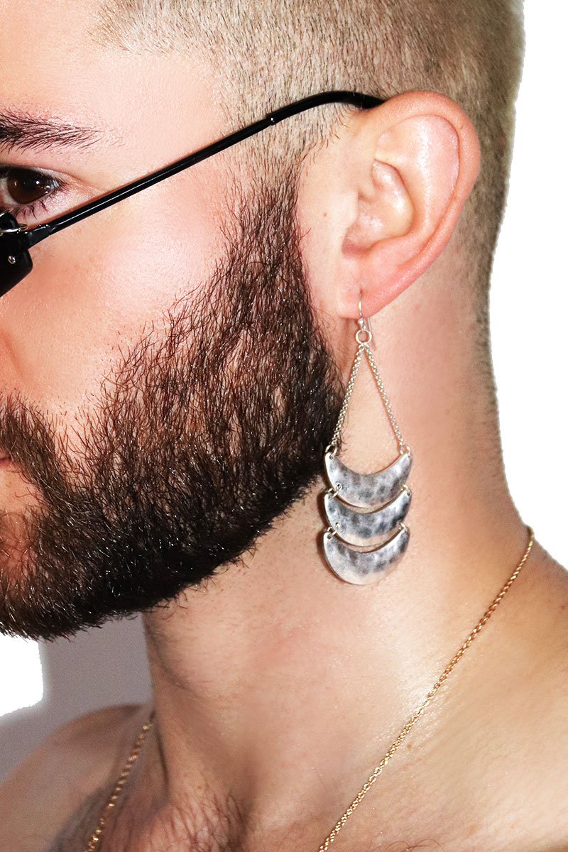 Moon Stages Single Earring-Silver