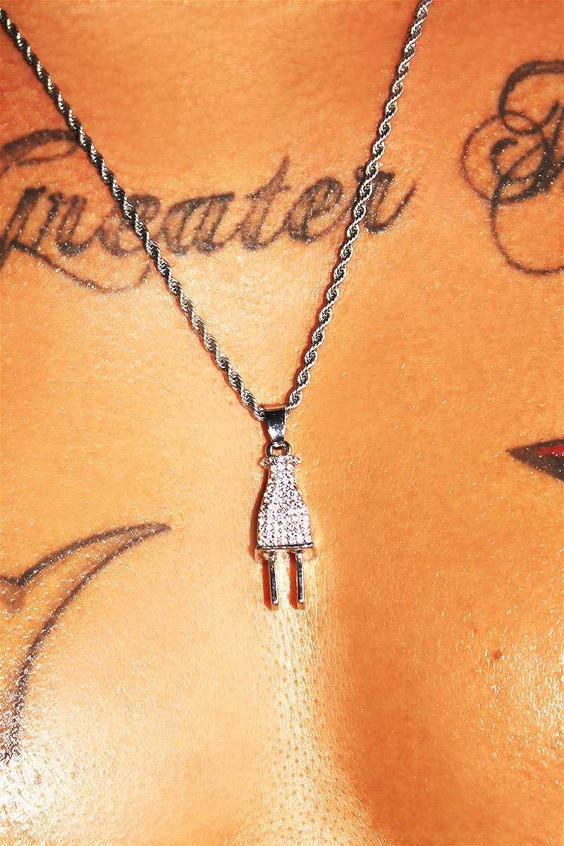 Electric Plug Necklace- Silver
