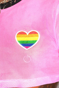 Gay Love Mesh Extreme Crop Tee- Pink