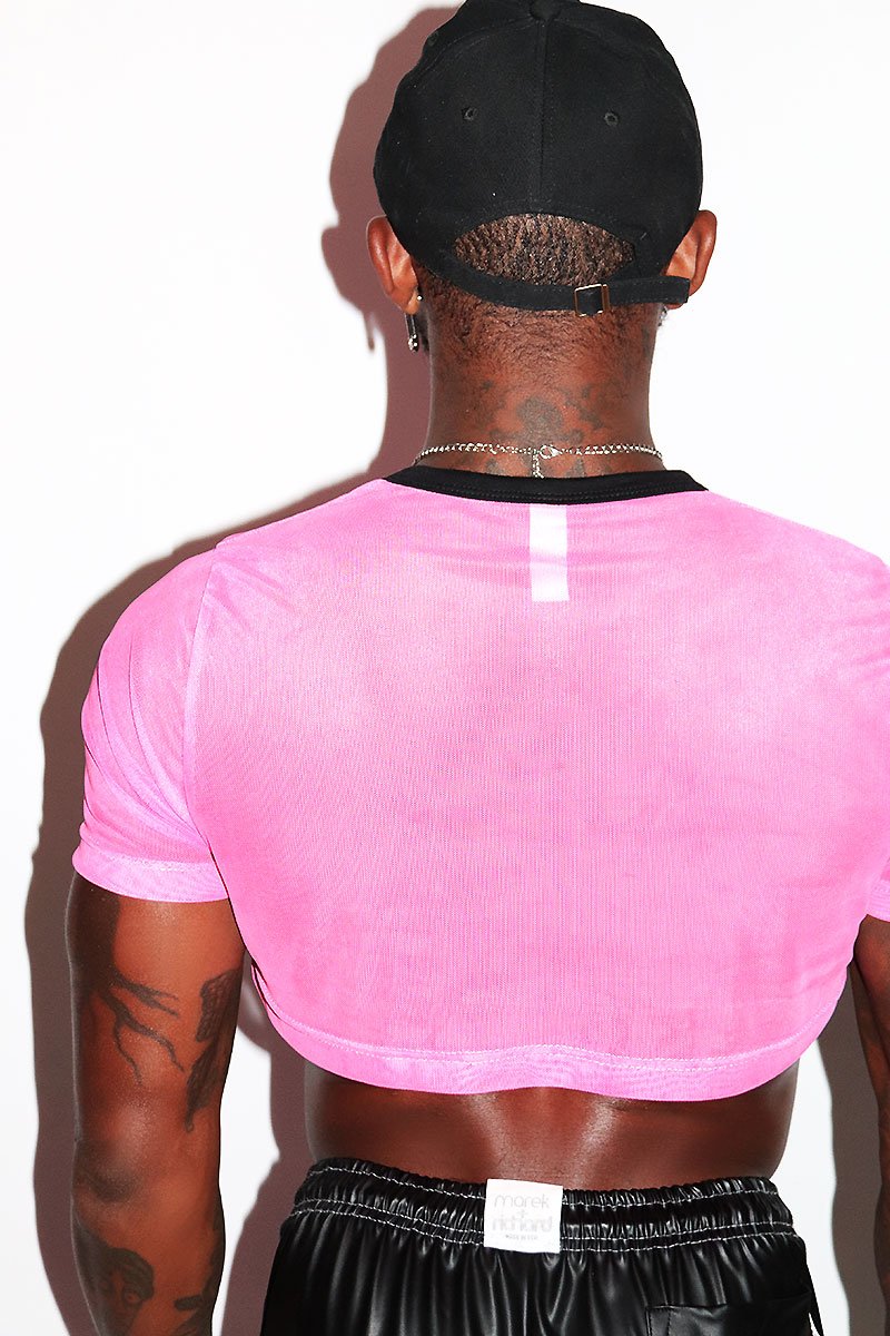 Gay Love Mesh Extreme Crop Tee- Pink
