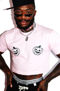 Lil' Pumpkin  Crop Tee- Pink
