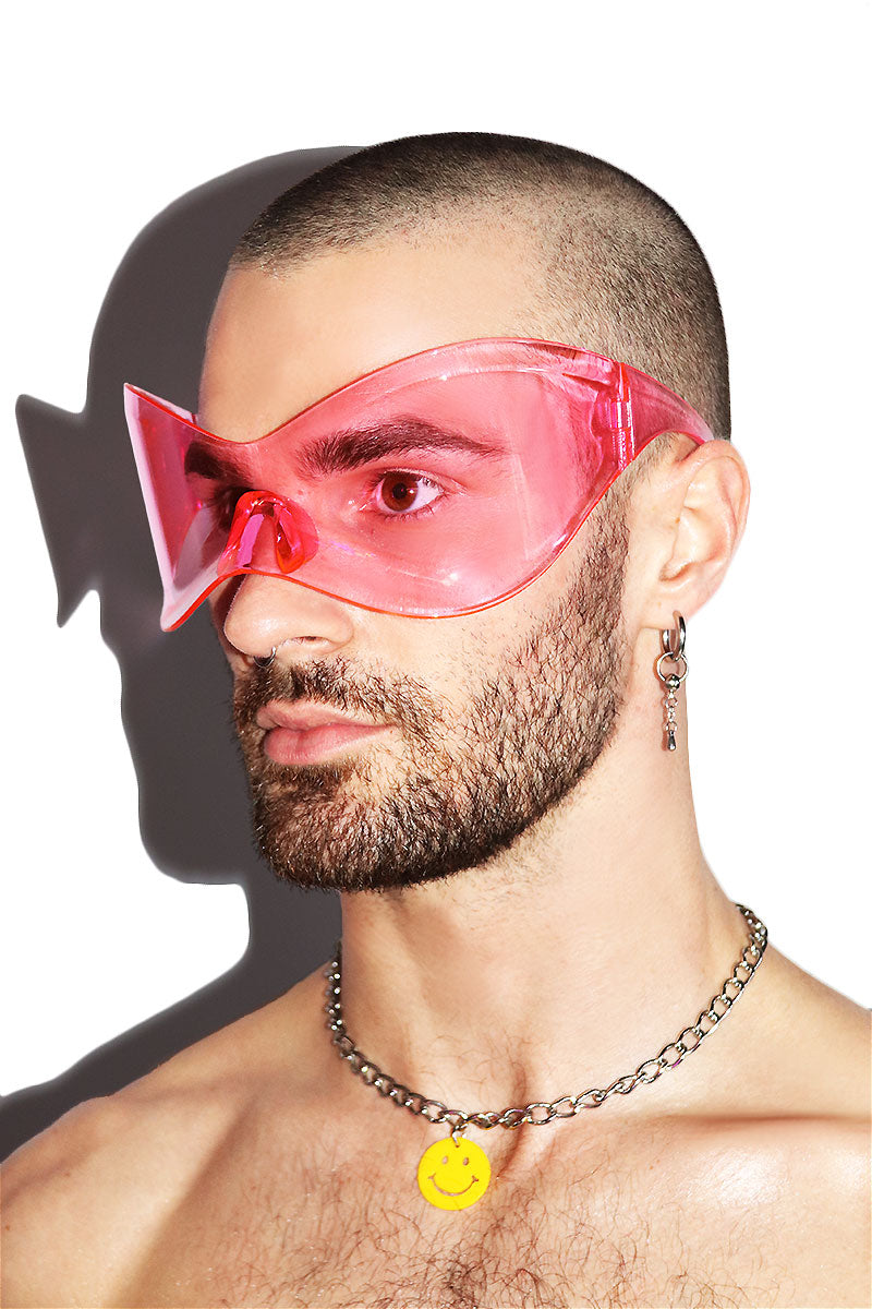 Alien Wrap Around Shield Sunglasses- Pink